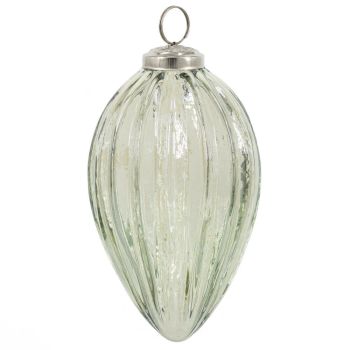 Glazen kerstbal ovaal groen