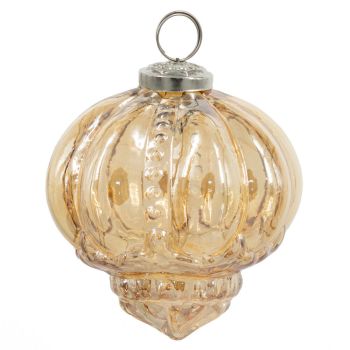 Glazen kerstbal roest/goud