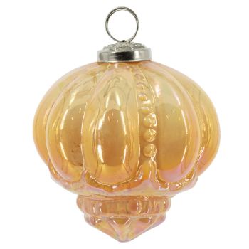 Glazen kerstbal oranje parelmoer