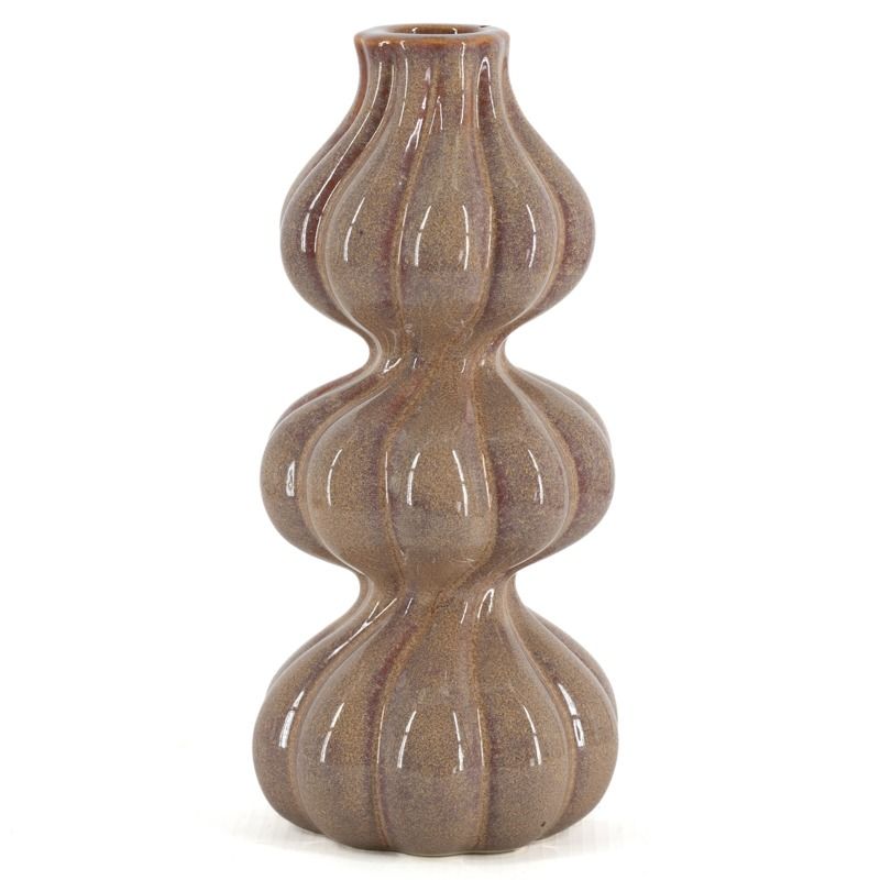 DKW Woonvision | Aardewerk kaarsenstandaard trio bruin