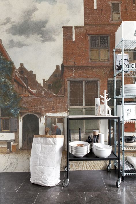 Fotobehang Weergave van Delftse huisjes