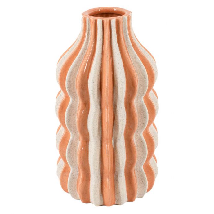 Aardewerk vaas stripes sandstone