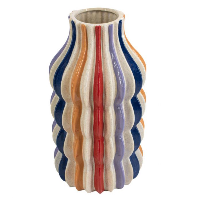 Aardewerk vaas stripes regenboog 