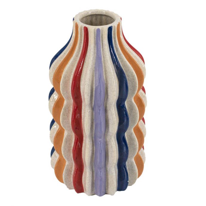 Aardewerk vaas stripes regenboog 