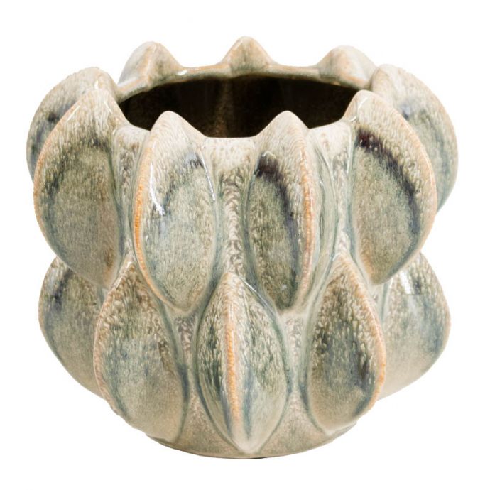 Aardewerk bloempot Disc groen