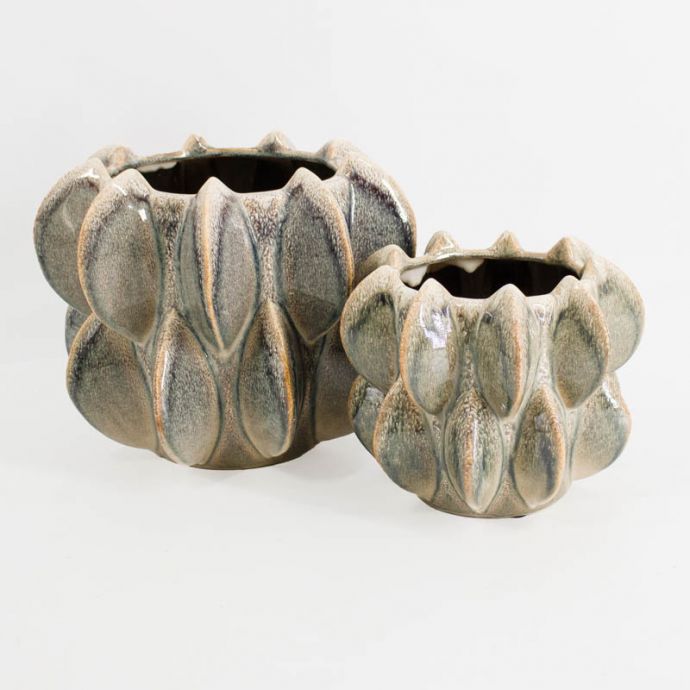 Aardewerk bloempot Disc groen