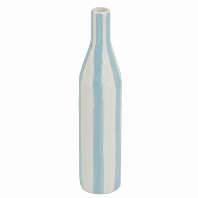 Aardewerk vaas stripe light blue