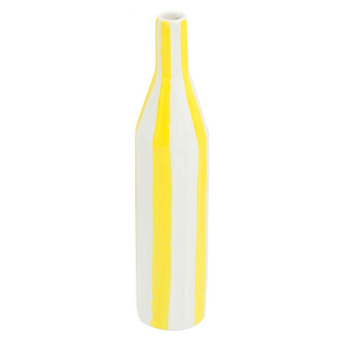 Aardewerk vaas stripe yellow