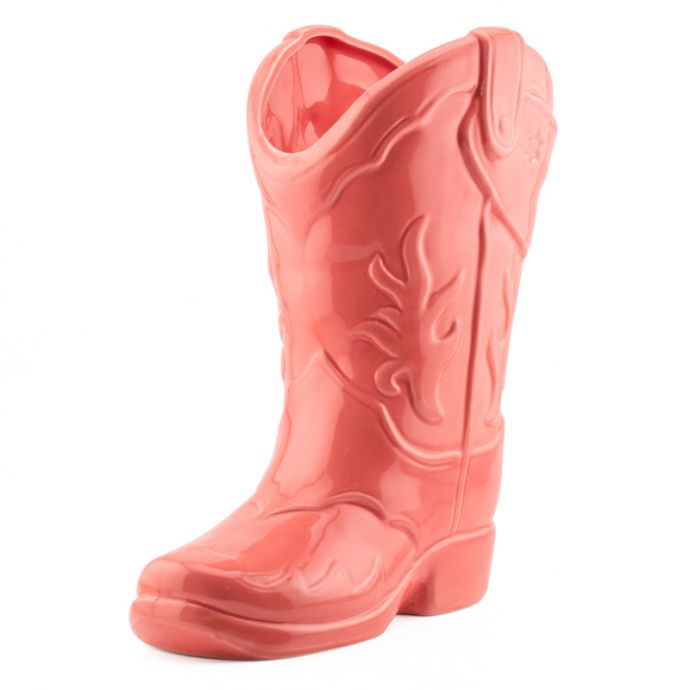 Aardewerk vaas cowboy boot peach