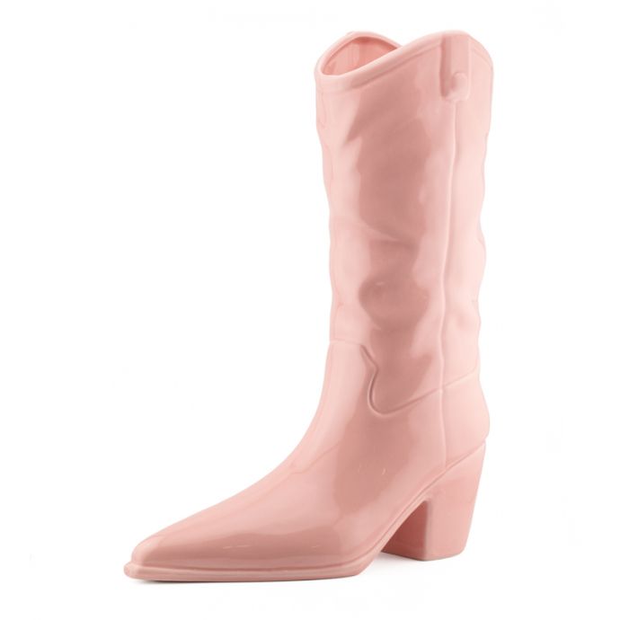 Aardewerk vaas cowboy boot roze