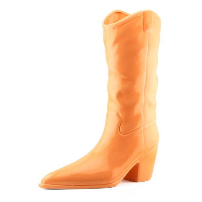Aardewerk vaas cowboy boot oranje