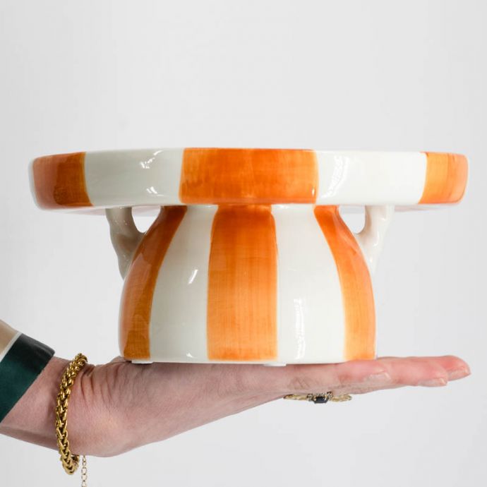 Plateau keramiek stripes oranje