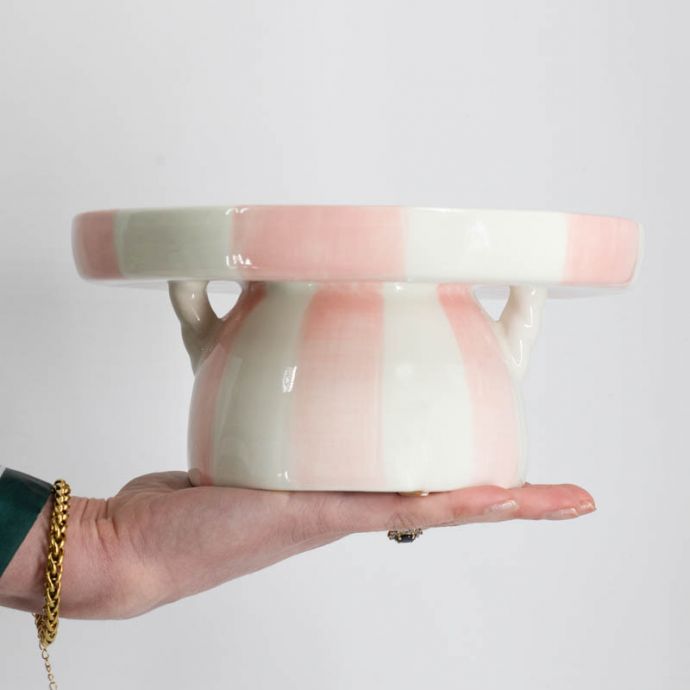 Plateau keramiek stripes roze