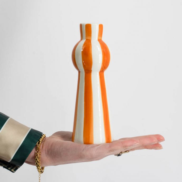 Vaas keramiek stripes oranje 