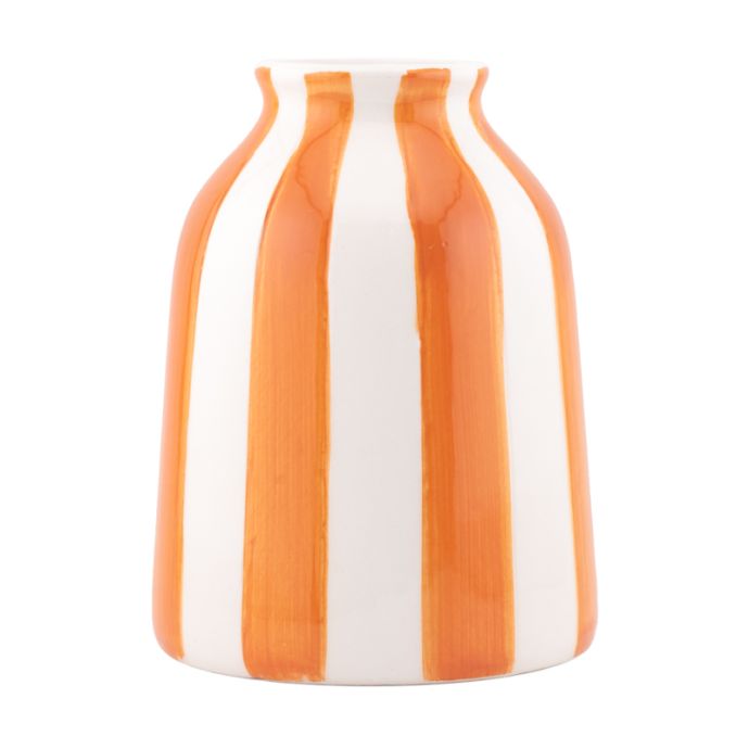 Vaas keramiek striped oranje