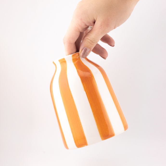 Vaas keramiek striped oranje
