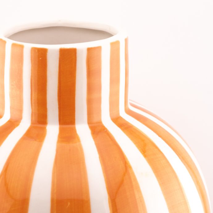 Vaas keramiek Orb striped oranje