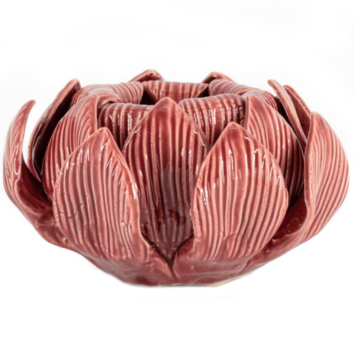 Waxinehouder keramiek petals roze