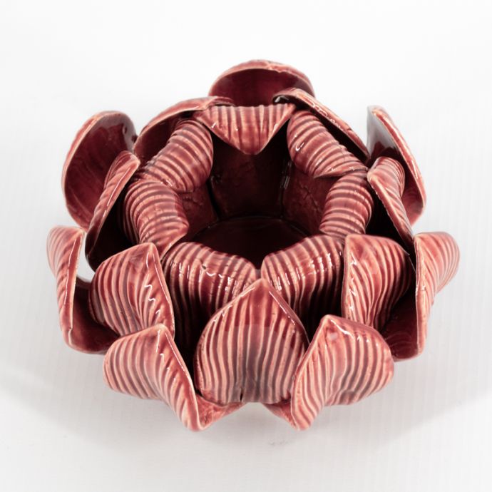 Waxinehouder keramiek petals roze