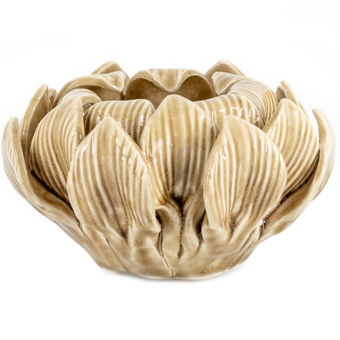 Waxinehouder keramiek petals mustard