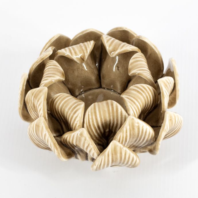 Waxinehouder keramiek petals mustard