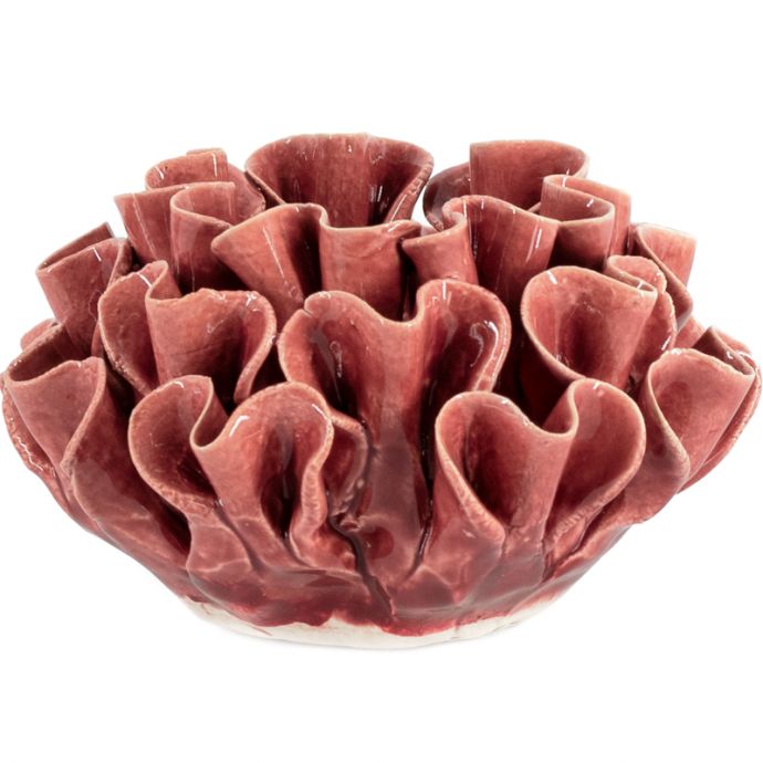 Waxinehouder keramiek spores roze