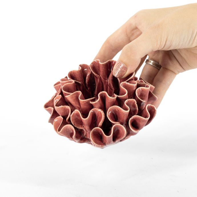 Waxinehouder keramiek spores roze