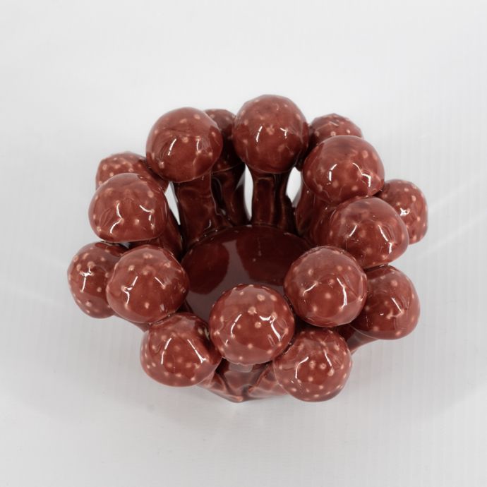 Waxinehouder keramiek shroom roze