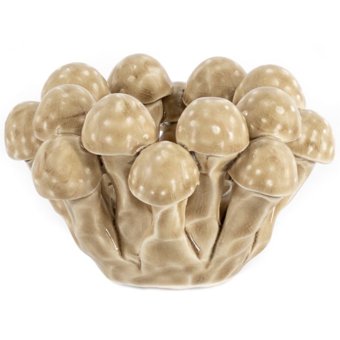 Waxinehouder keramiek shroom mustard