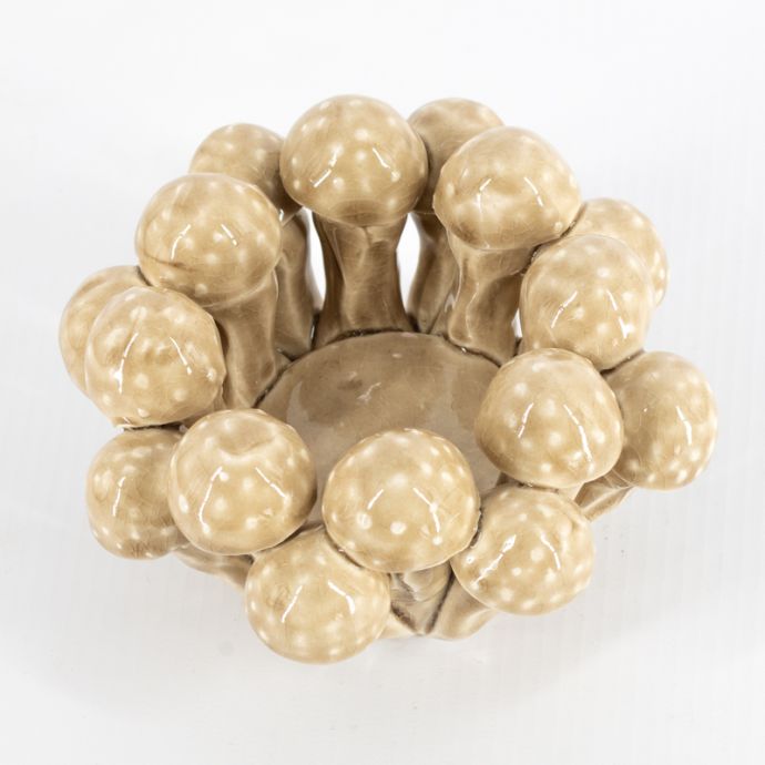 Waxinehouder keramiek shroom mustard