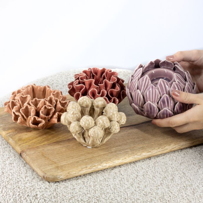 Waxinehouder keramiek buds sandstone