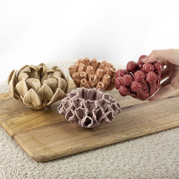 Waxinehouder keramiek buds lila