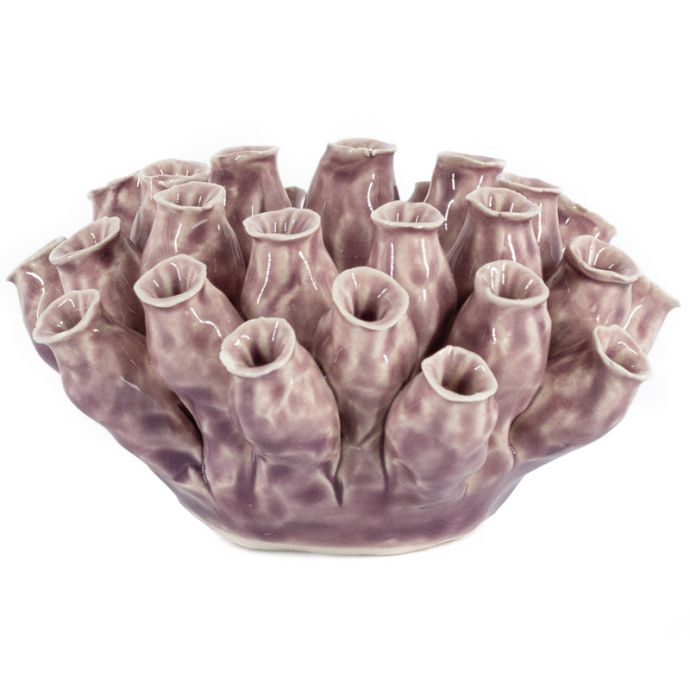 Waxinehouder keramiek papaver lila