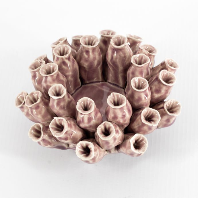 Waxinehouder keramiek papaver lila