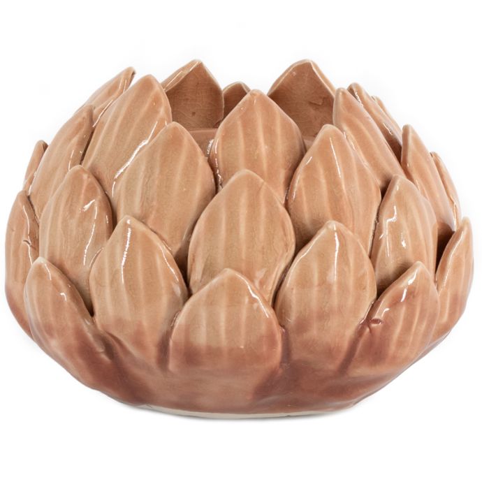 Waxinehouder keramiek floral sandstone