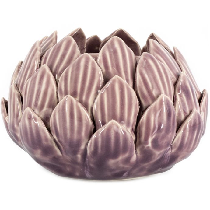 Waxinehouder keramiek floral lila
