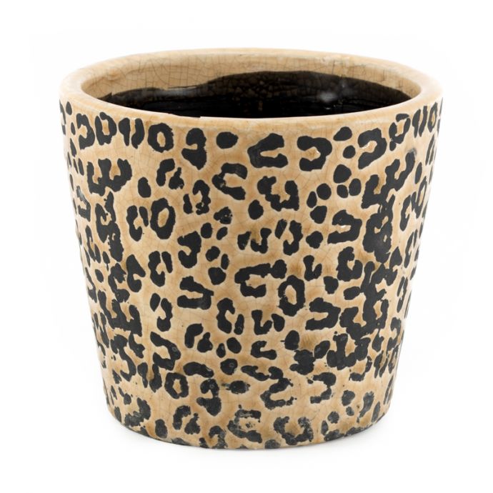 Aardewerk bloempot panter