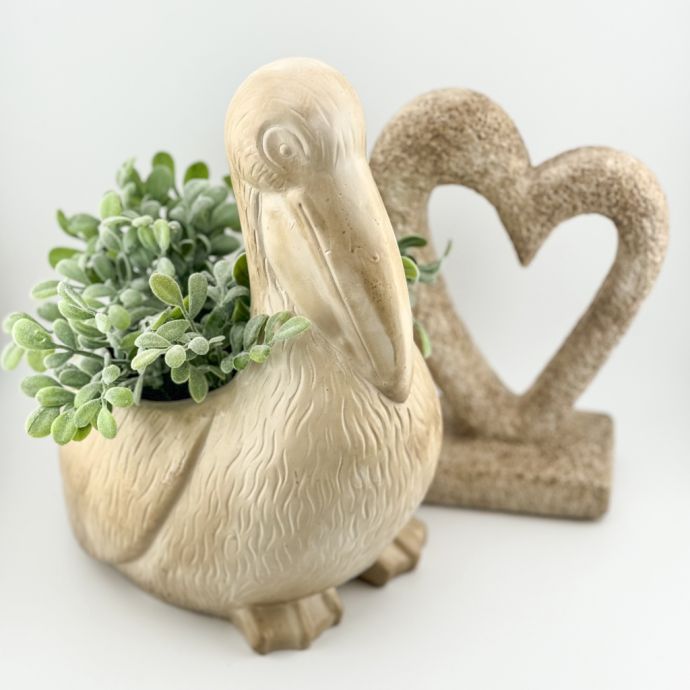 Aardewerk tray vogel beige