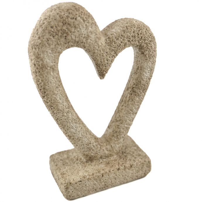 Aardewerk ornament hart beige