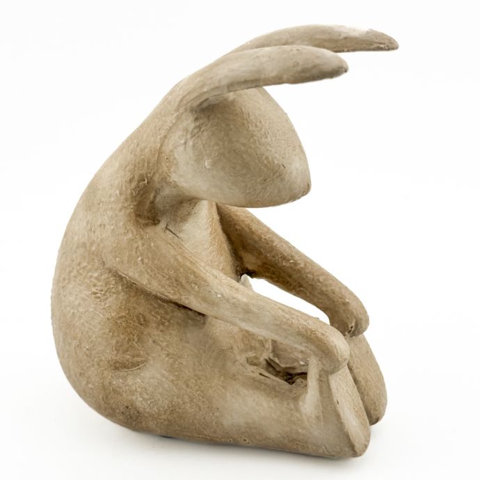 Aardewerk ornament konijn yoga beige