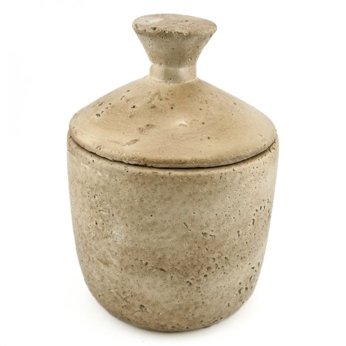 Aardewerk potje met deksel beige