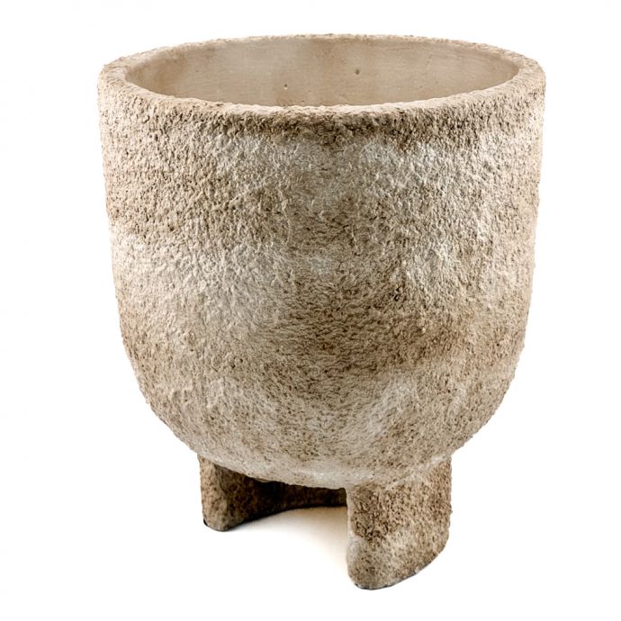 Aardewerk bloempotje beige