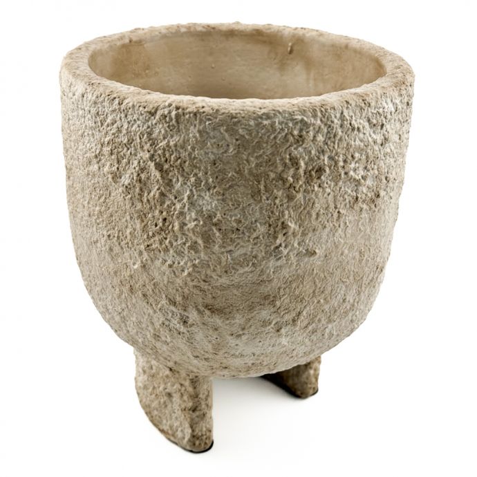 Aardewerk bloempotje beige