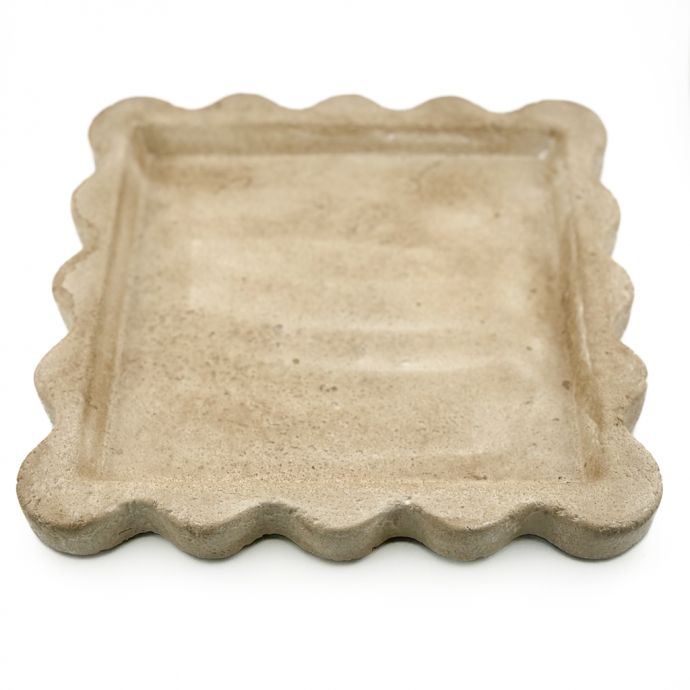 Aardewerk dienblad vierkant beige