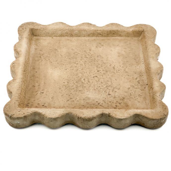 Aardewerk dienblad vierkant beige