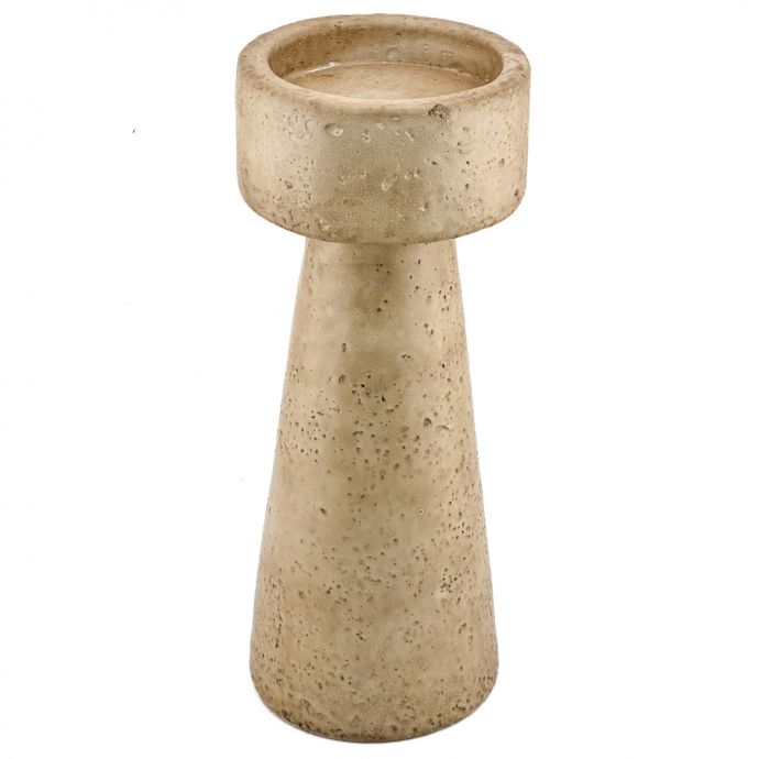 Aardewerk kaarsenstandaard beige