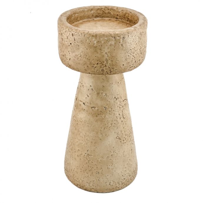 Aardewerk kaarsenstandaard beige