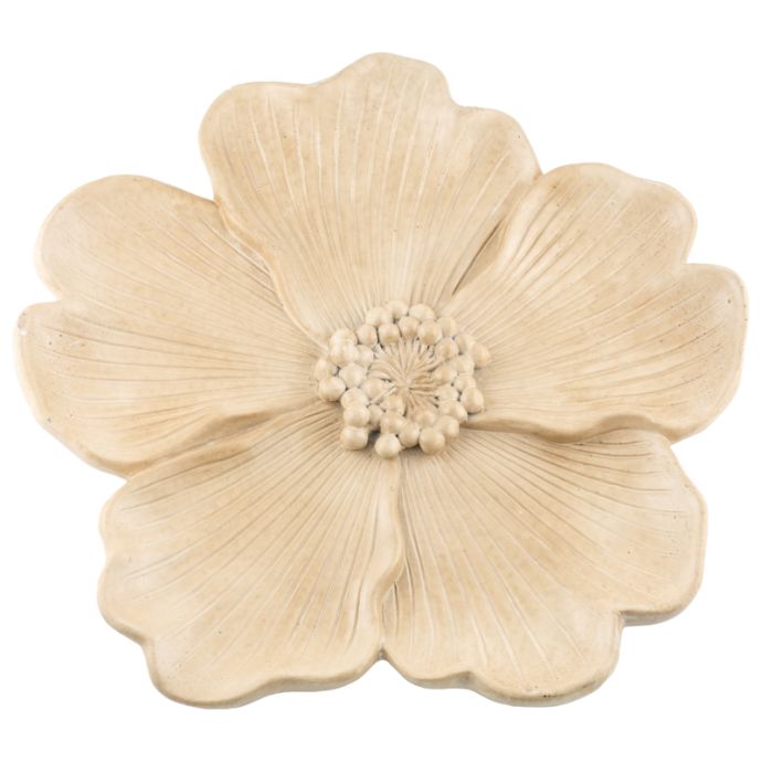 Aardewerk plateau floral L beige