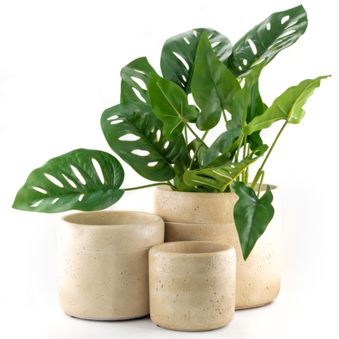 Aardewerk bloempot beige S