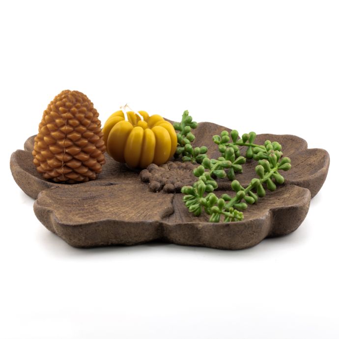 Aardewerk plateau floral L bruin